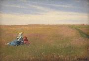 Michael Ancher A Summer Landscape with two Girls oil painting on canvas